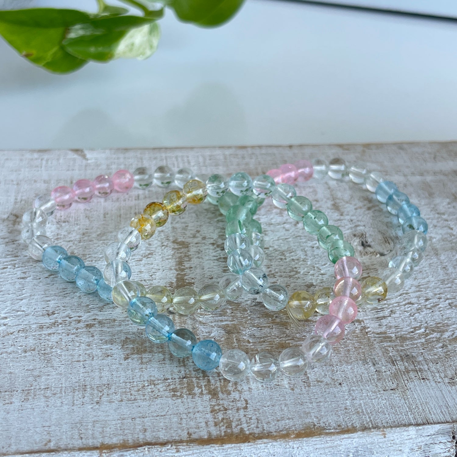Mixed Topaz 4mm Beaded Bracelet