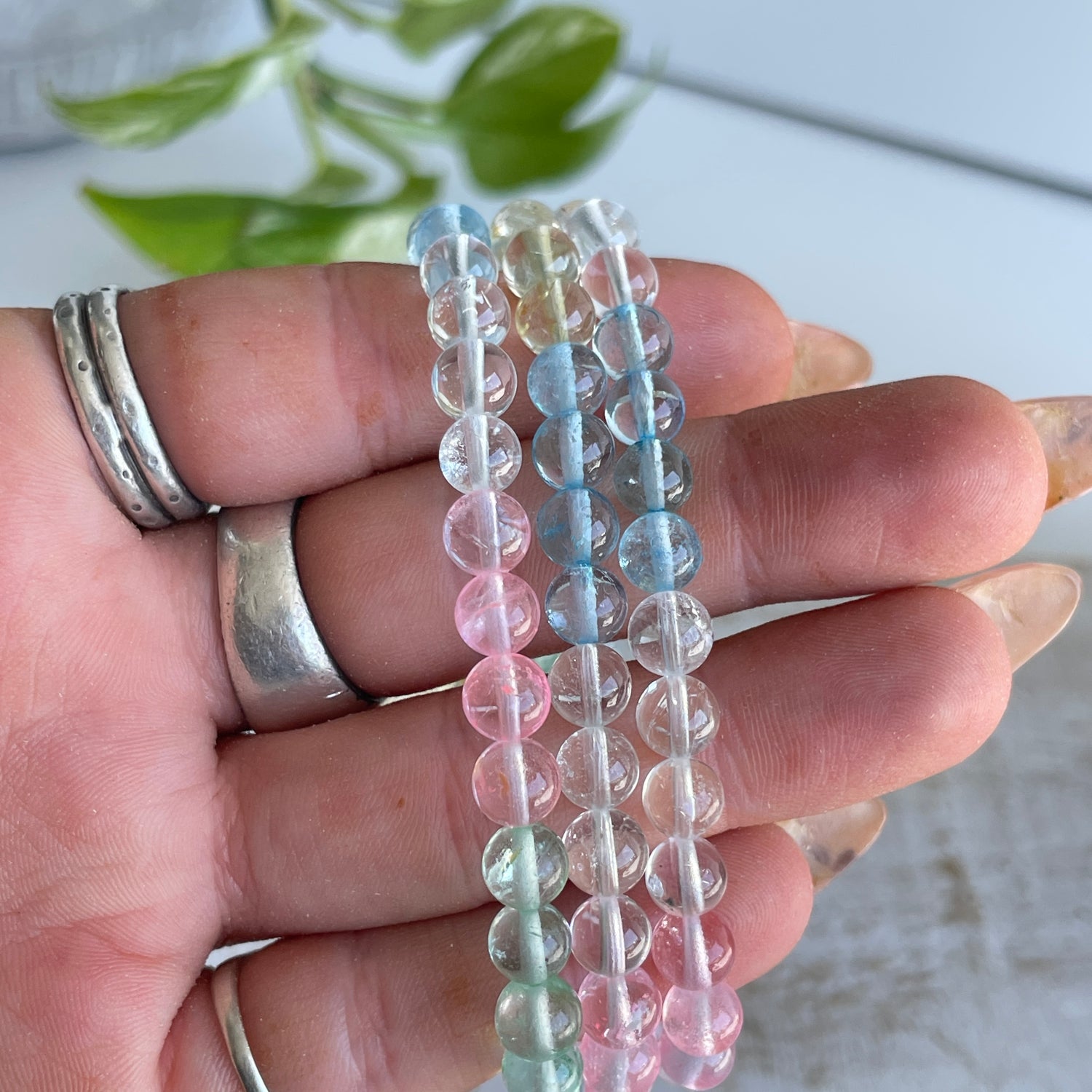 Mixed Topaz 4mm Beaded Bracelet