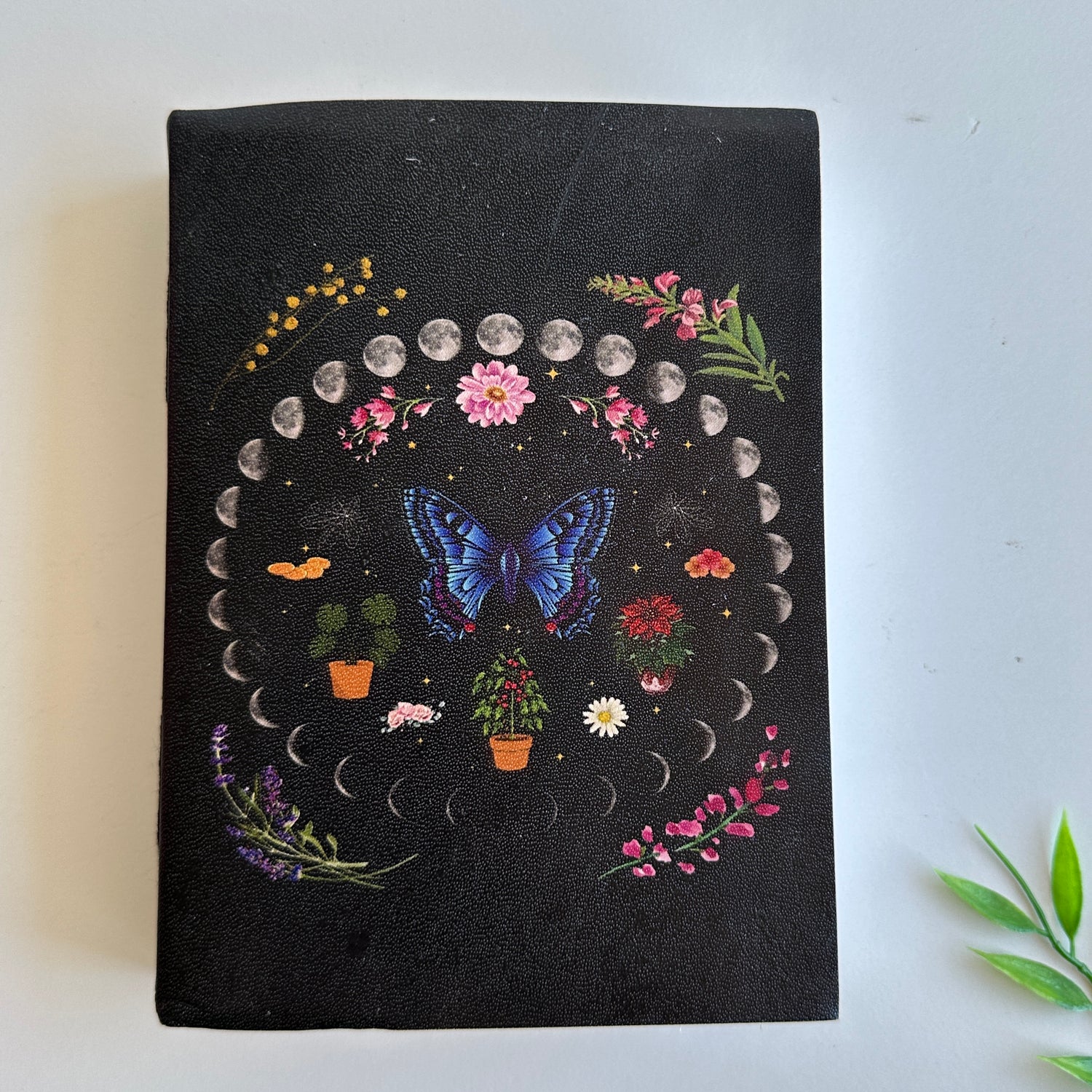 Butterfly Moon Phase Leather Journal