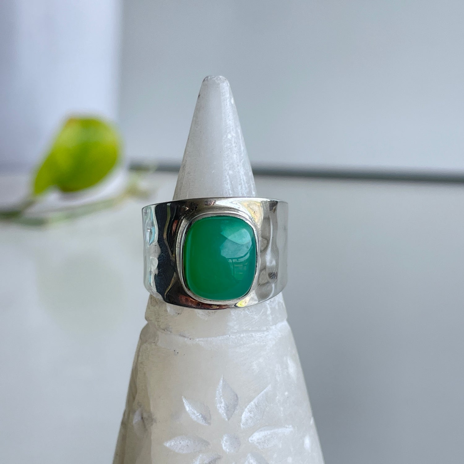 Chrysoprase Square Ring Sz8