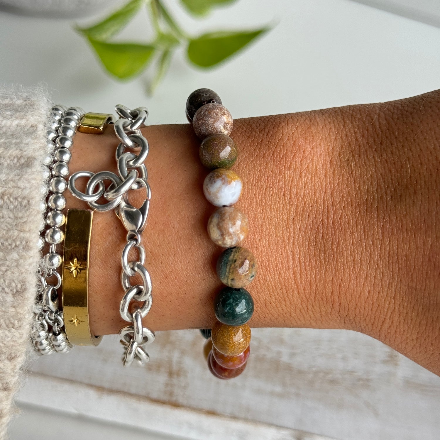 Ocean Jasper Beaded Bracelet