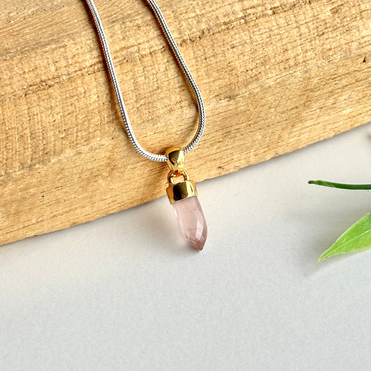 Rose Quartz Gold Vermeil Pendant