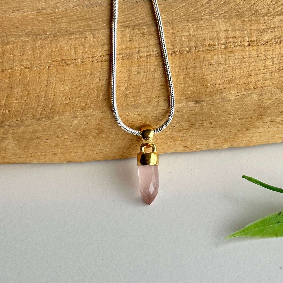Rose Quartz Gold Vermeil Pendant