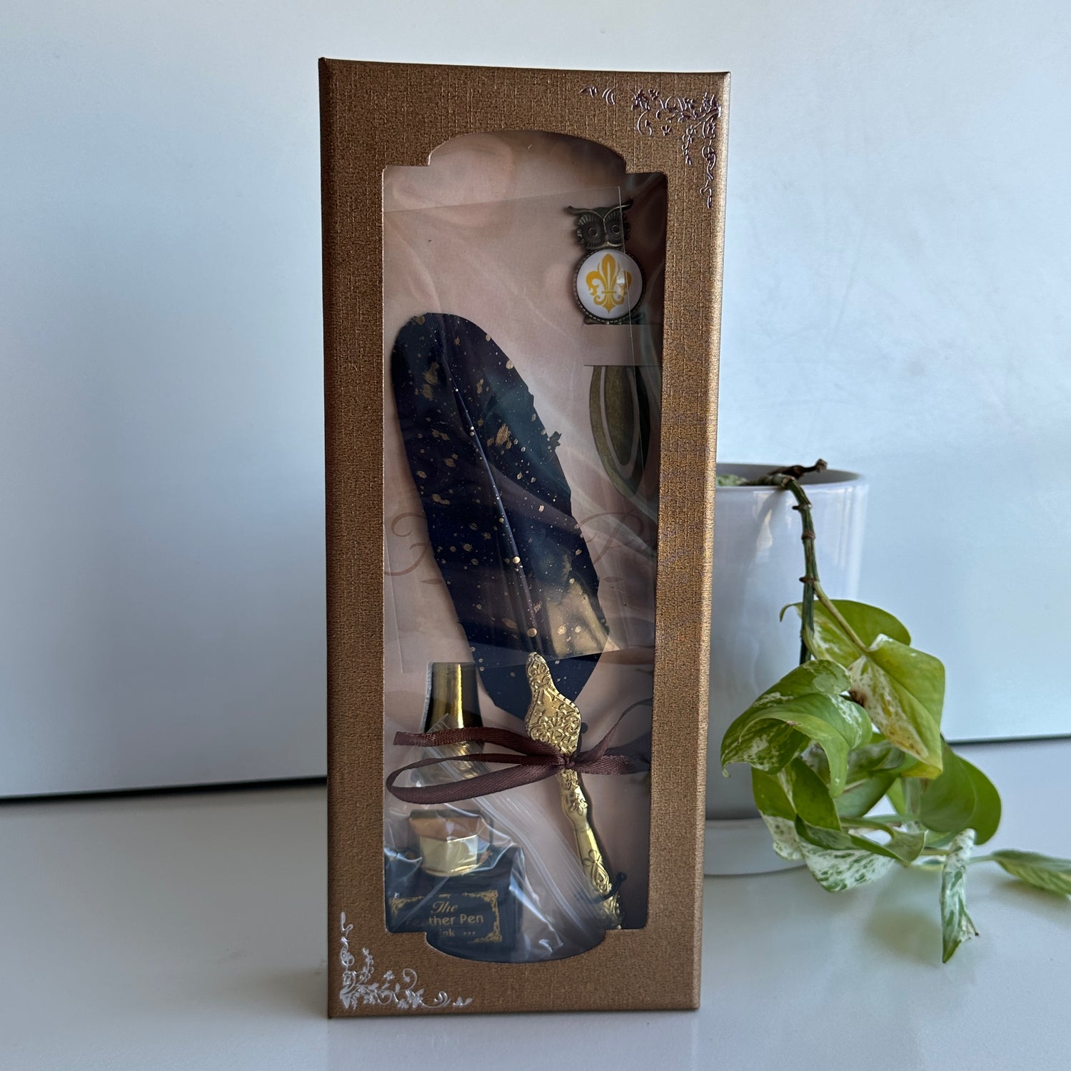 Navy Feather Quill Gift Set