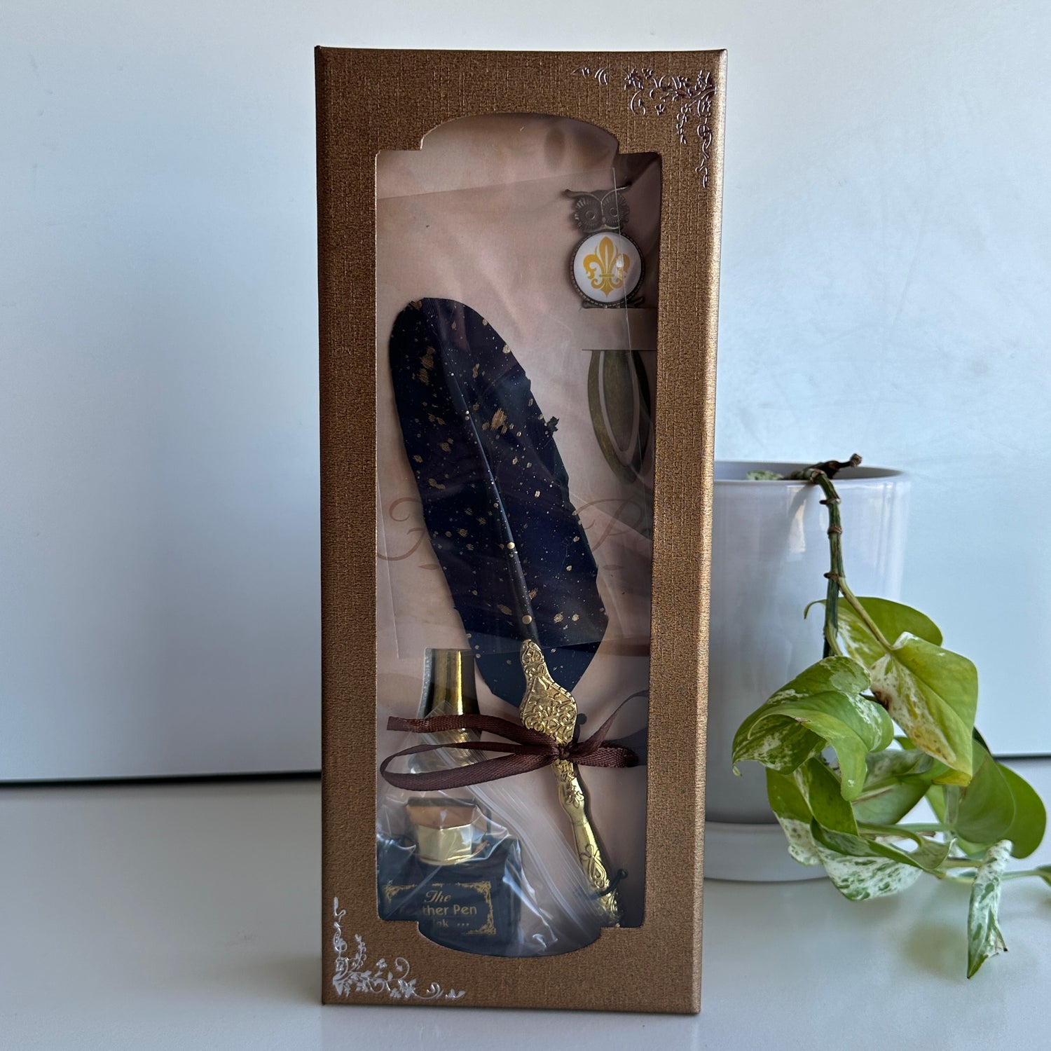 Navy Feather Quill Gift Set