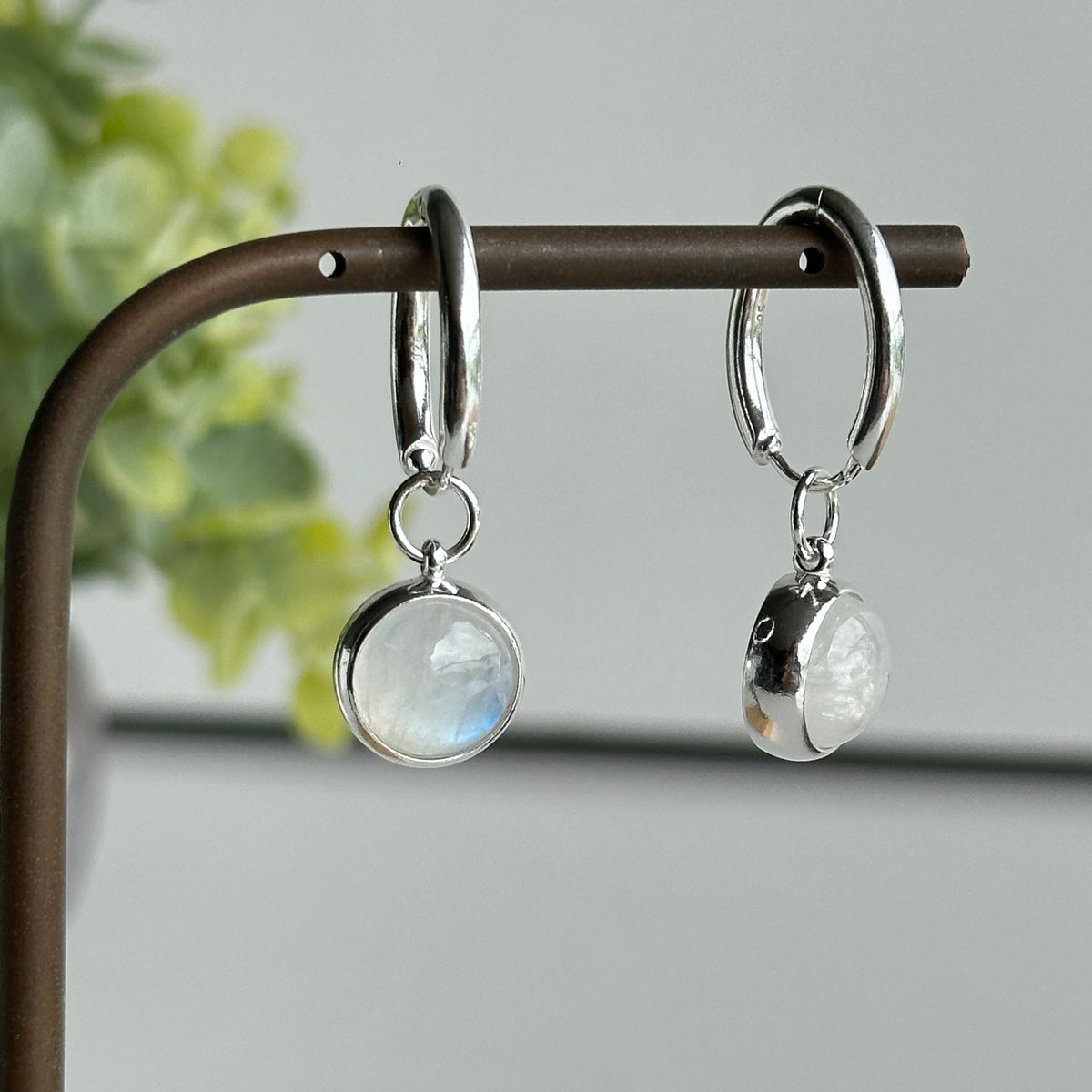 Moonstone Round Hoop Earrings