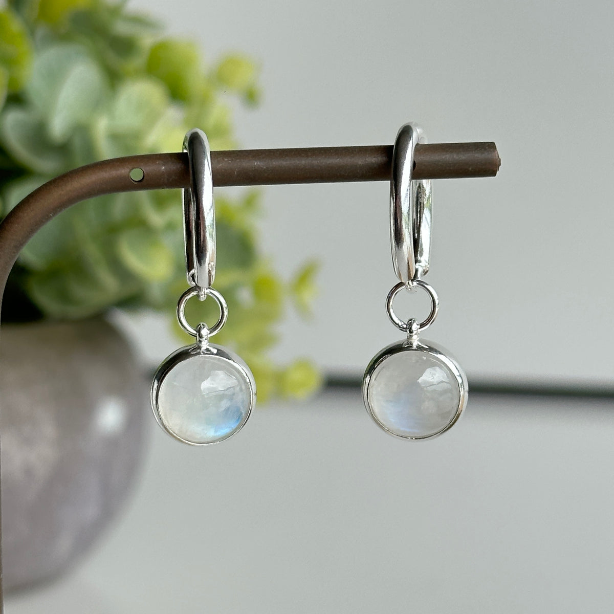 Moonstone Round Hoop Earrings