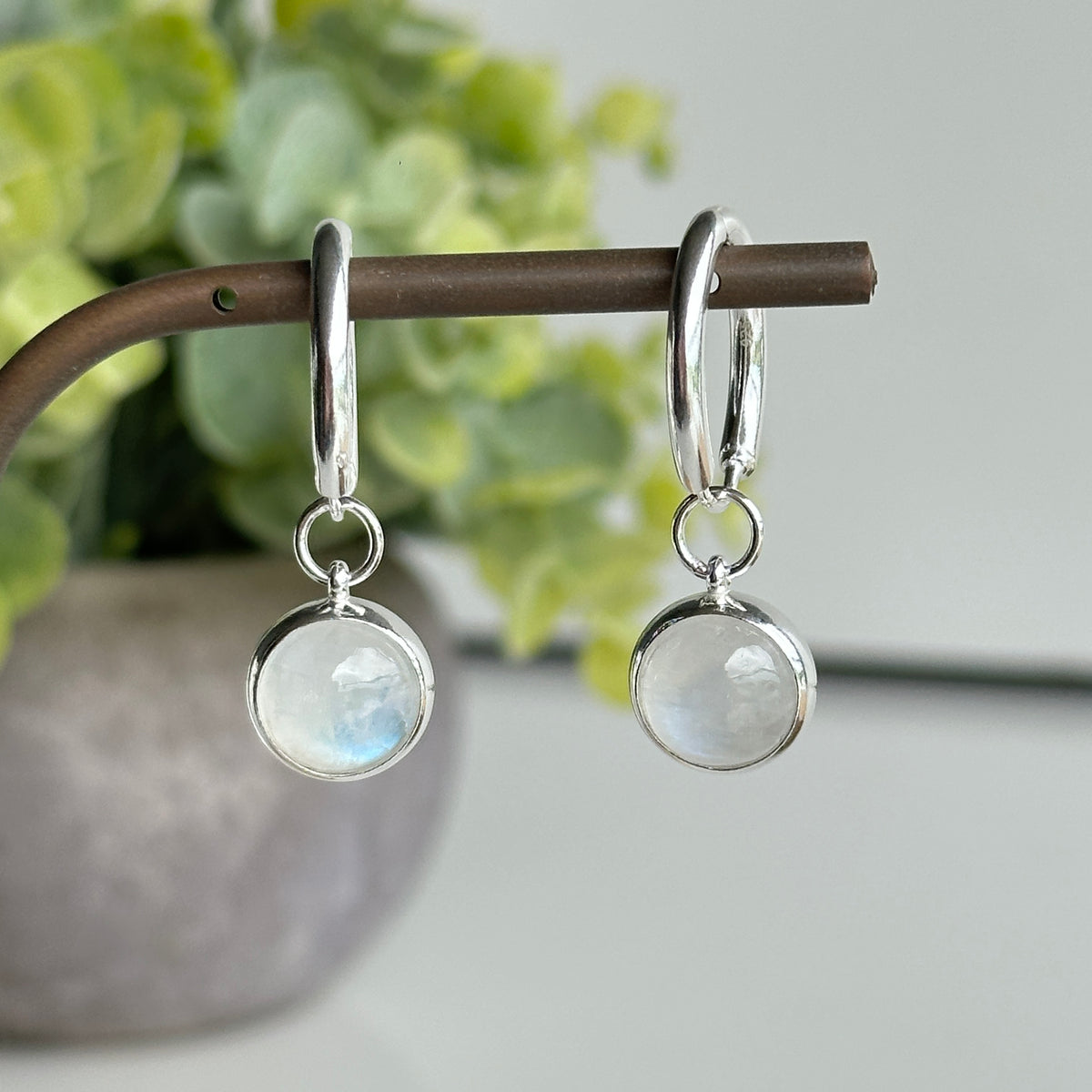Moonstone Round Hoop Earrings