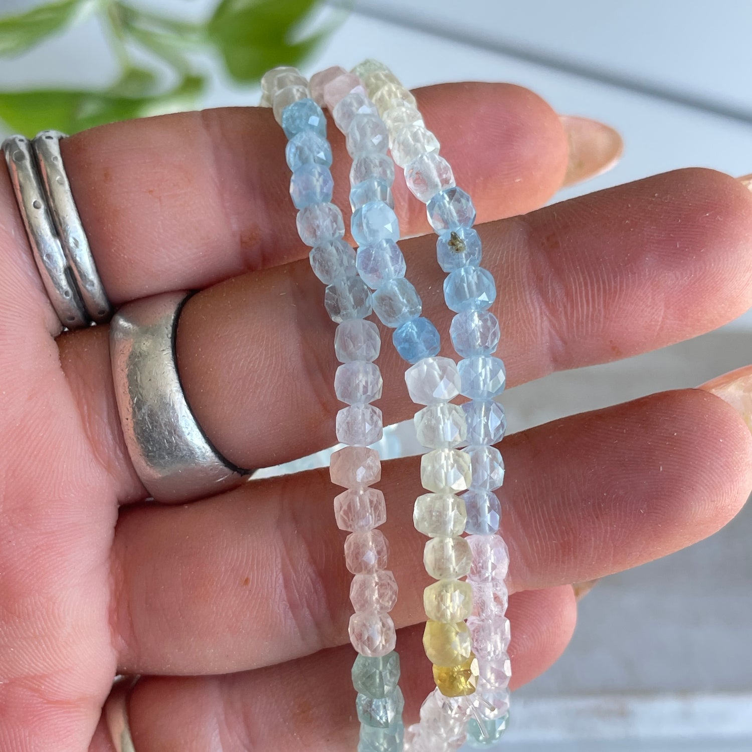Morganite Faceted Beaded Bracelet