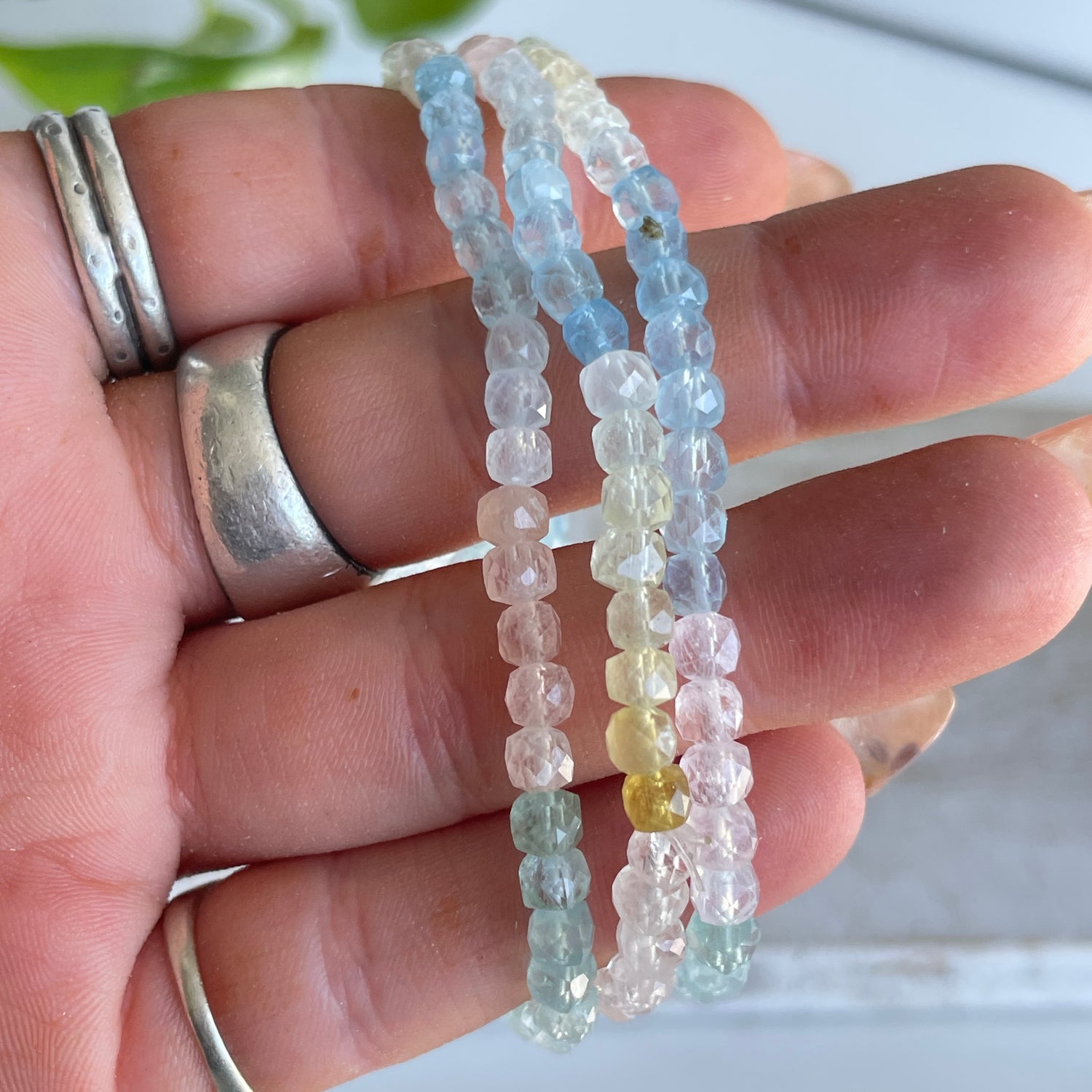 Morganite Faceted Beaded Bracelet