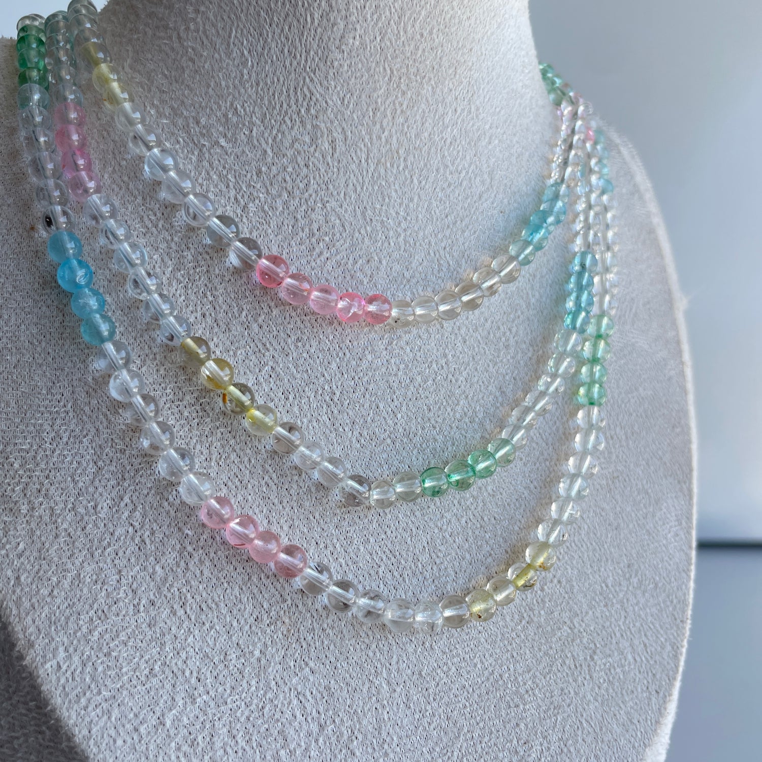 Mixed Topaz 4mm Beaded Necklace