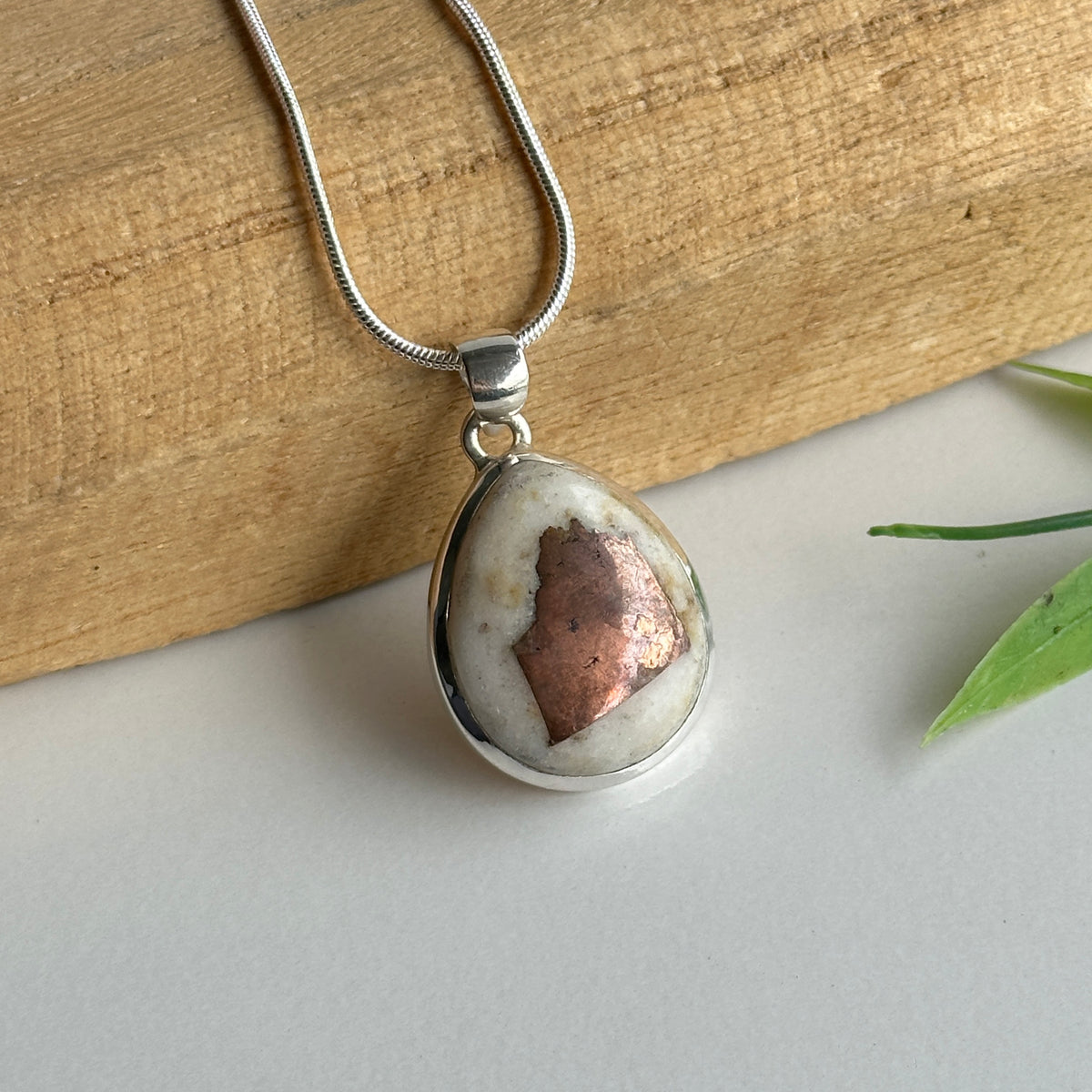 Copper In Agate Teardrop Pendant