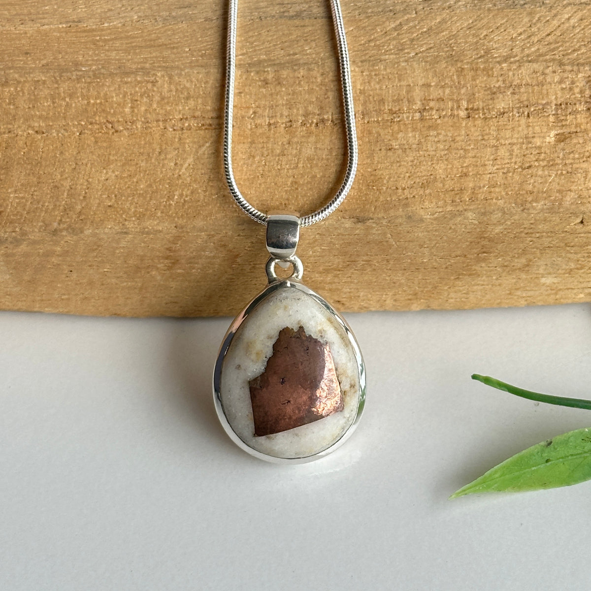 Copper In Agate Teardrop Pendant