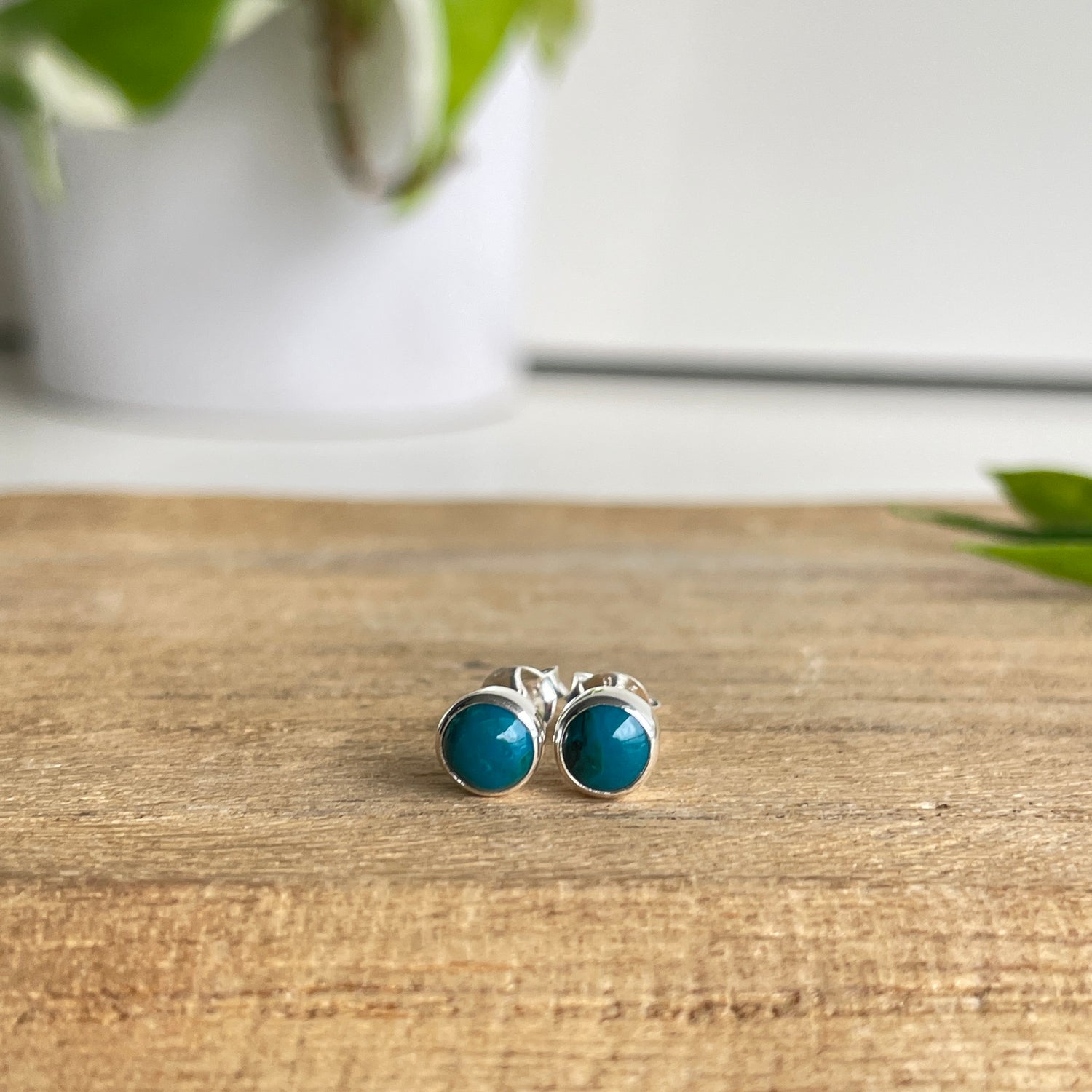Chrysocolla Round Earrings