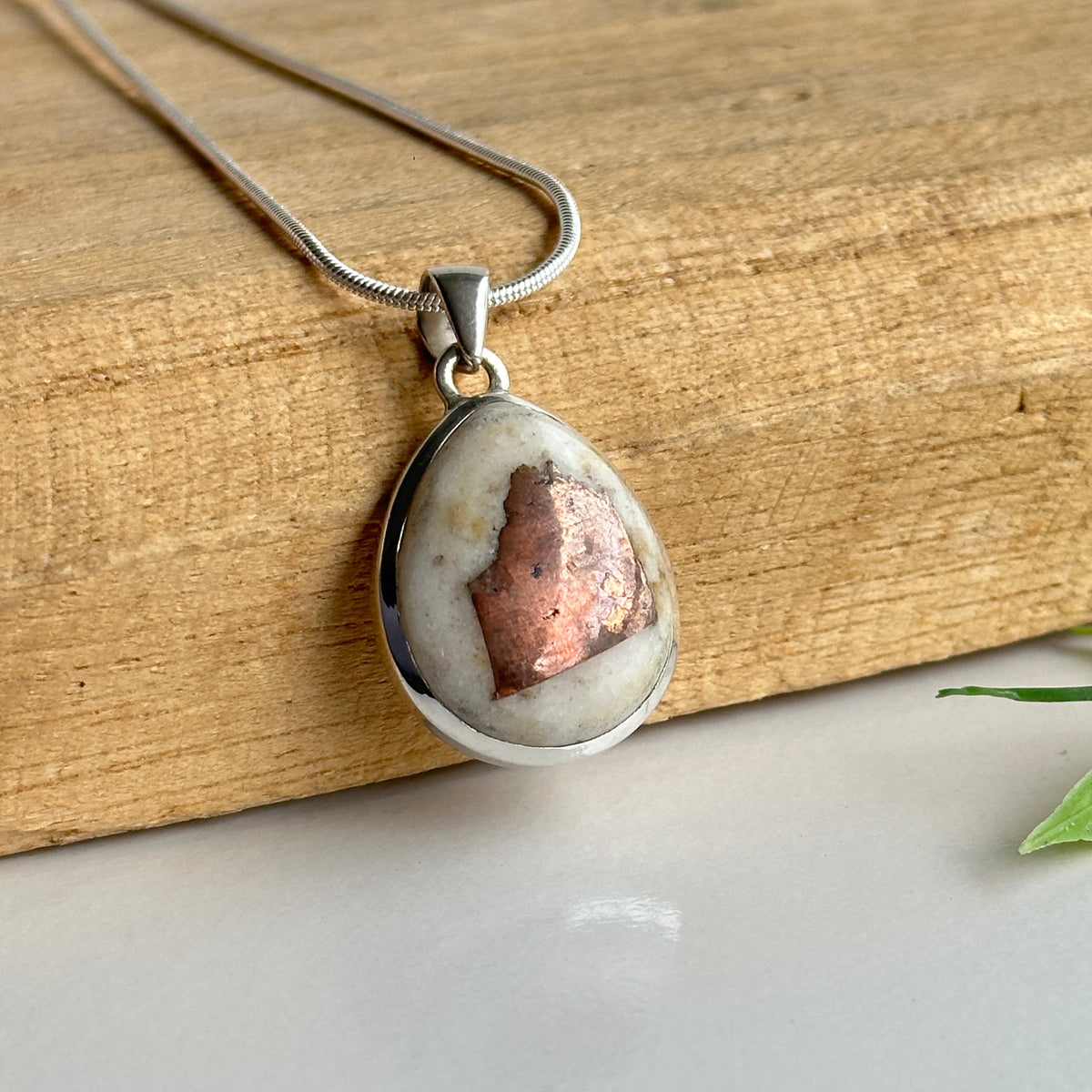 Copper In Agate Teardrop Pendant