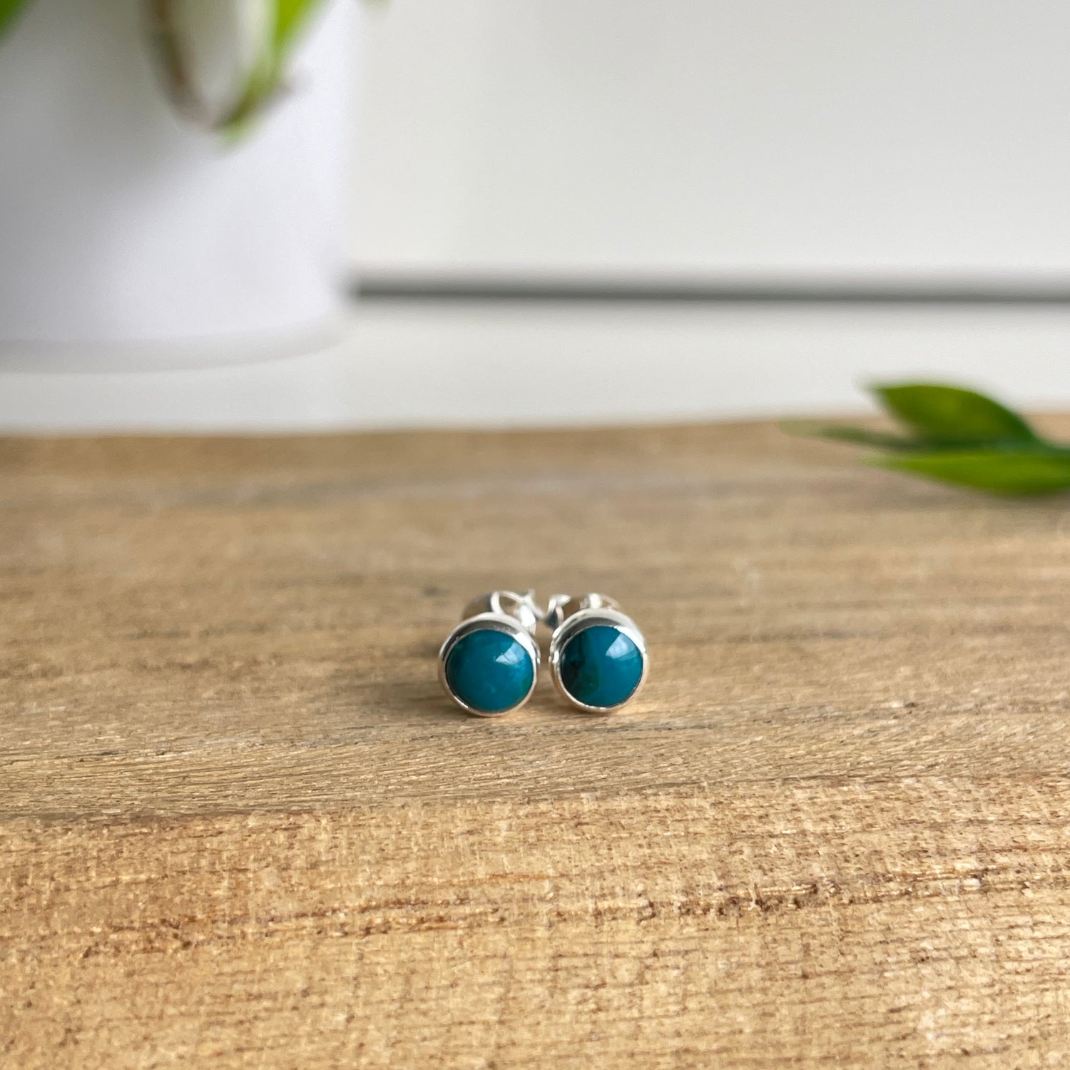 Chrysocolla Round Earrings