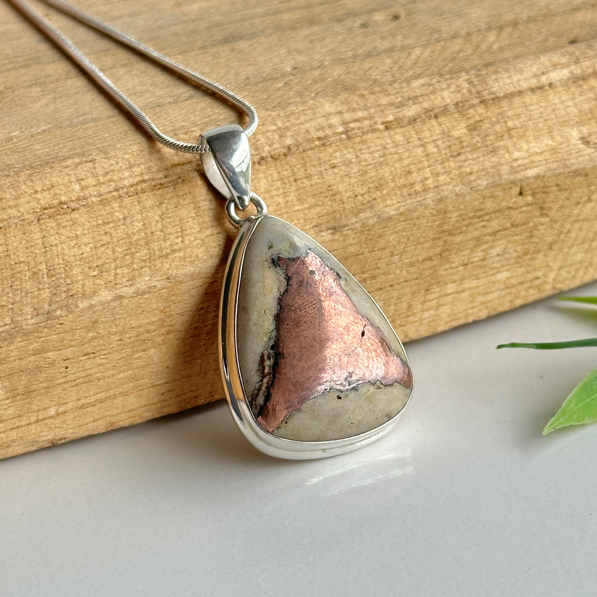 Copper In Agate Teardrop Pendant