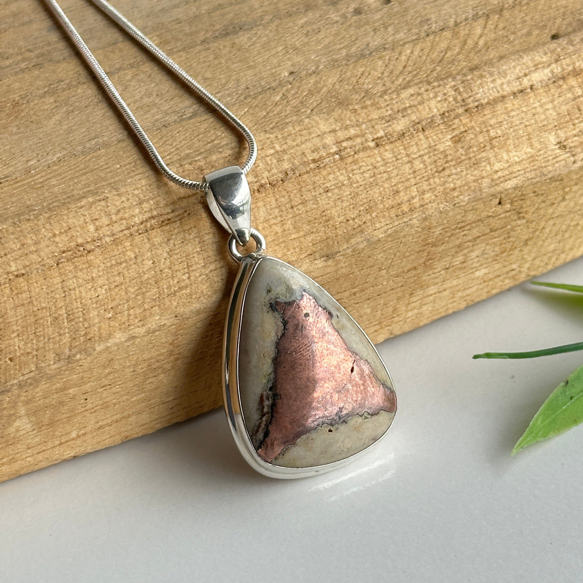 Copper In Agate Teardrop Pendant