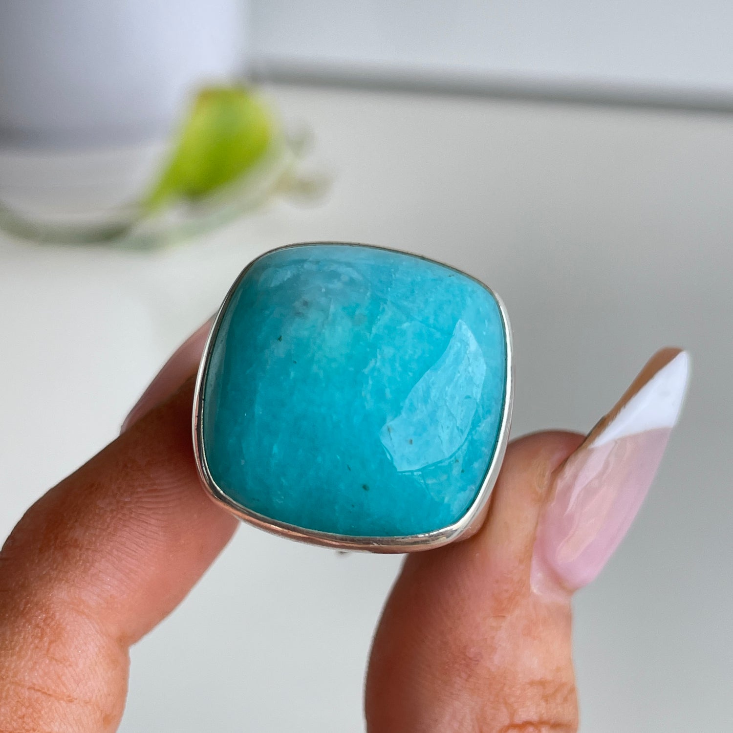 Amazonite Square Ring Sz8
