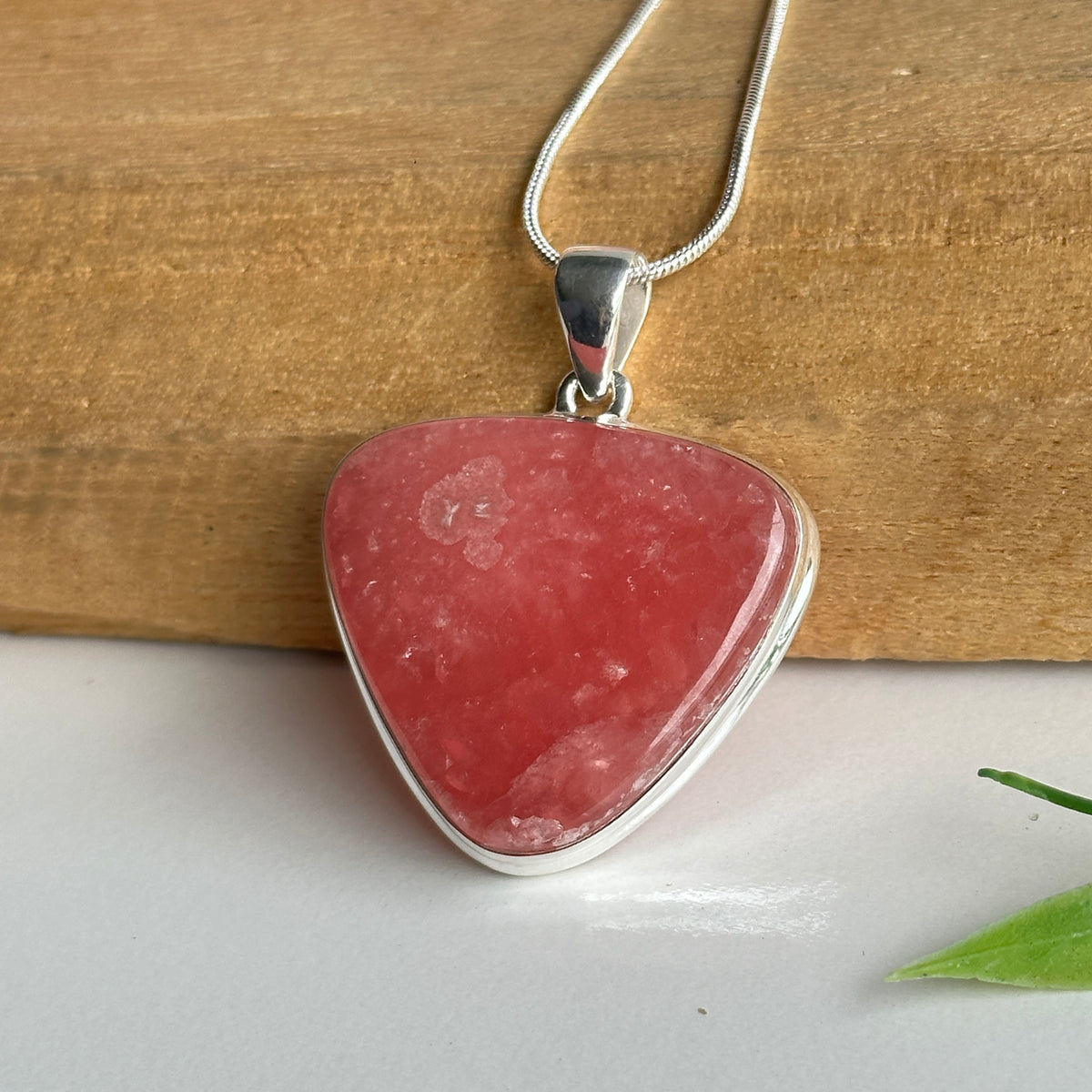 Rhodochrosite Triangle Pendant