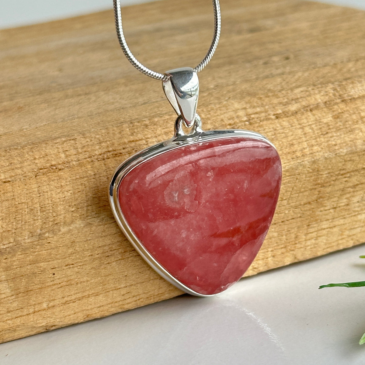 Rhodochrosite Triangle Pendant