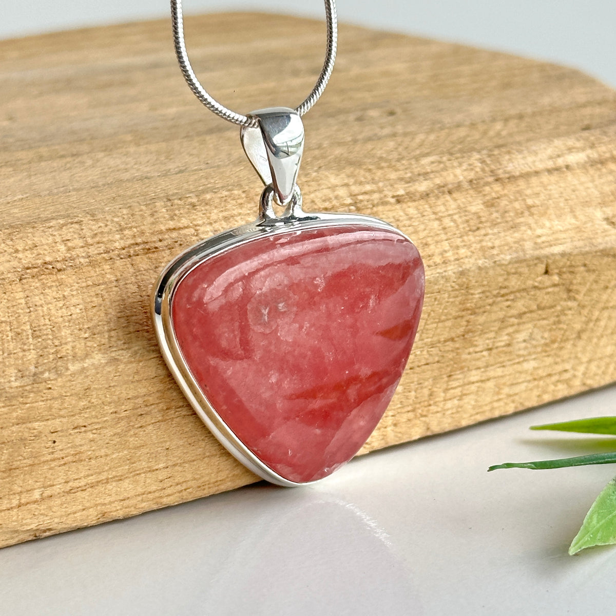Rhodochrosite Triangle Pendant
