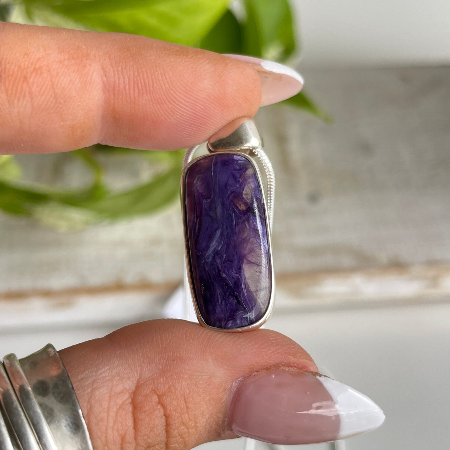 Charoite Rectangle Pendant