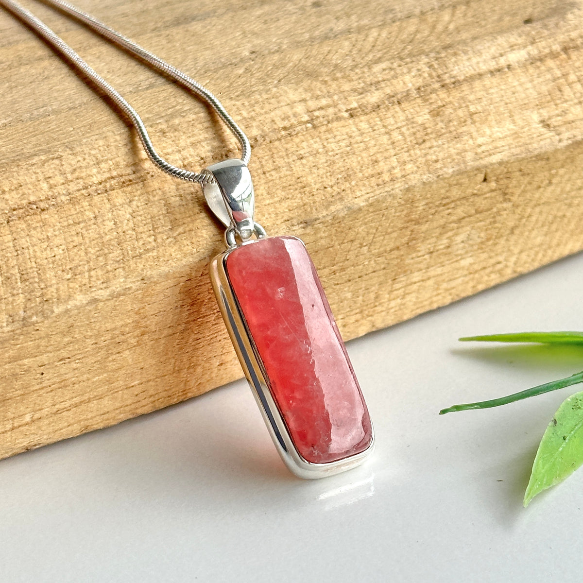 Rhodochrosite Rectangle Pendant
