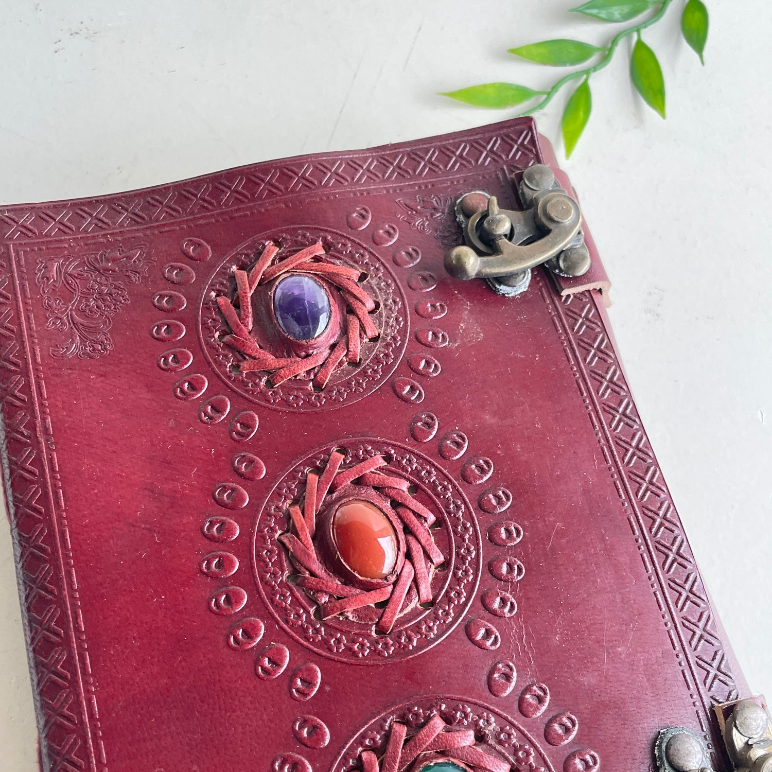 Leather Book 2 Buckles 3 Crystal Mini Dark