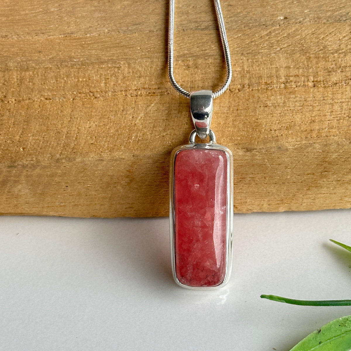 Rhodochrosite Rectangle Pendant