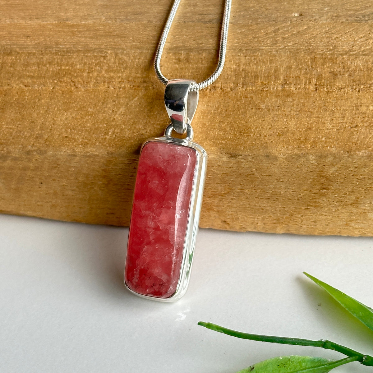 Rhodochrosite Rectangle Pendant