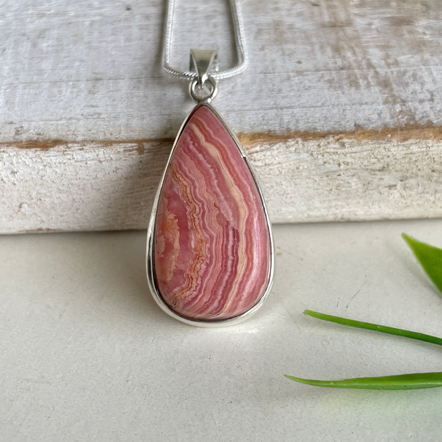 Rhodochrosite Teardrop Pendant