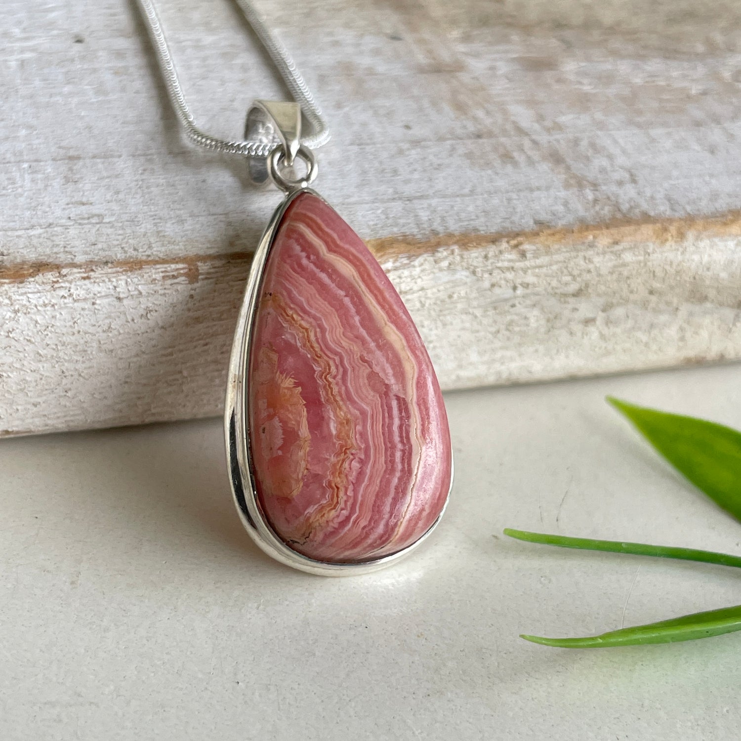 Rhodochrosite Teardrop Pendant