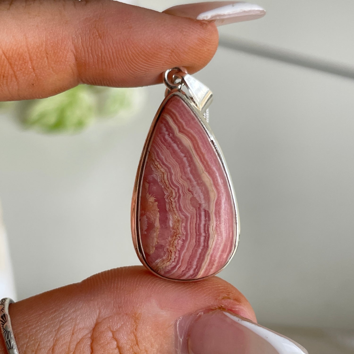 Rhodochrosite Teardrop Pendant