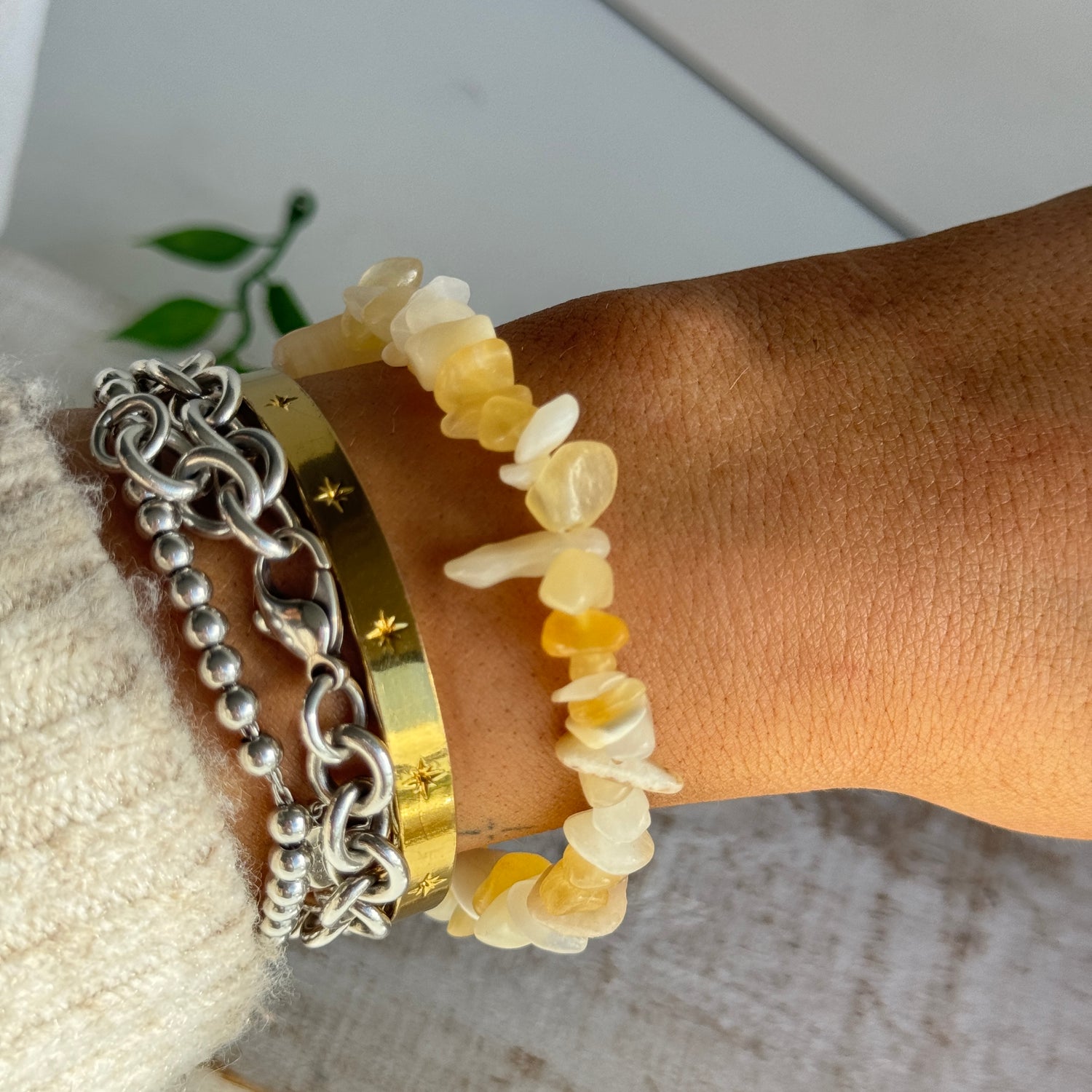 Orange Calcite Chip Bracelet