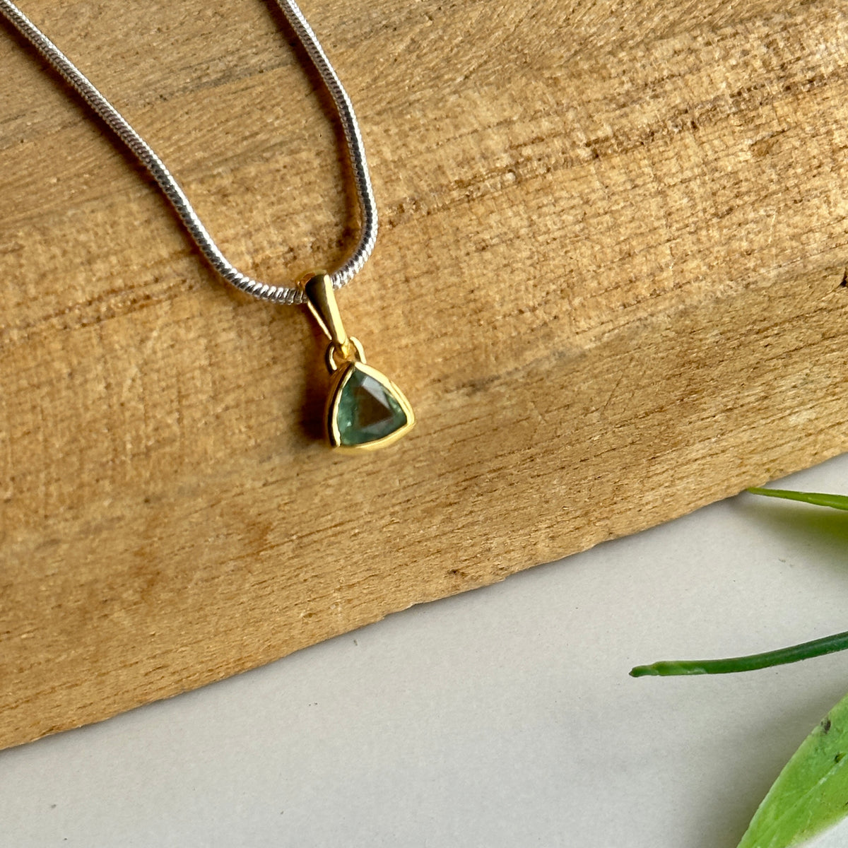 Green Kyanite Gold Vermeil Pendant