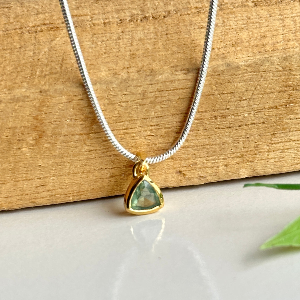 Green Kyanite Gold Vermeil Pendant