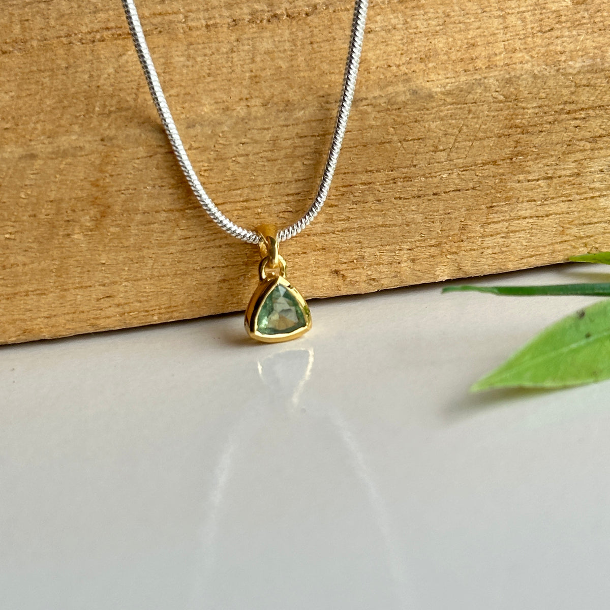 Green Kyanite Gold Vermeil Pendant