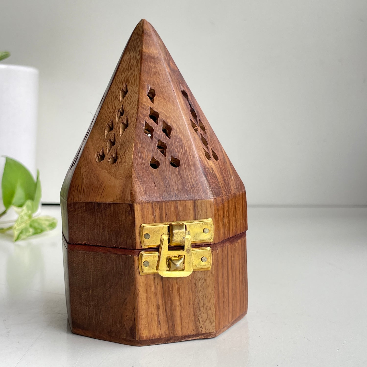 Wooden Incense Cone Pyramid Box