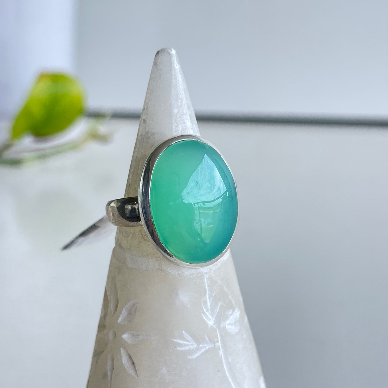 Chrysoprase Oval Ring Sz9
