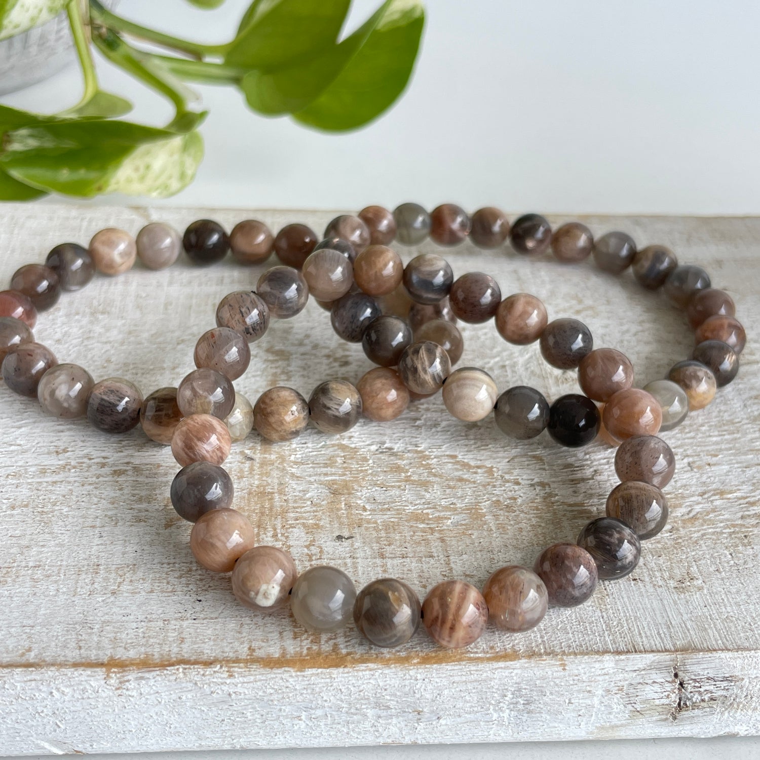 Black Moonstone Beaded Bracelet