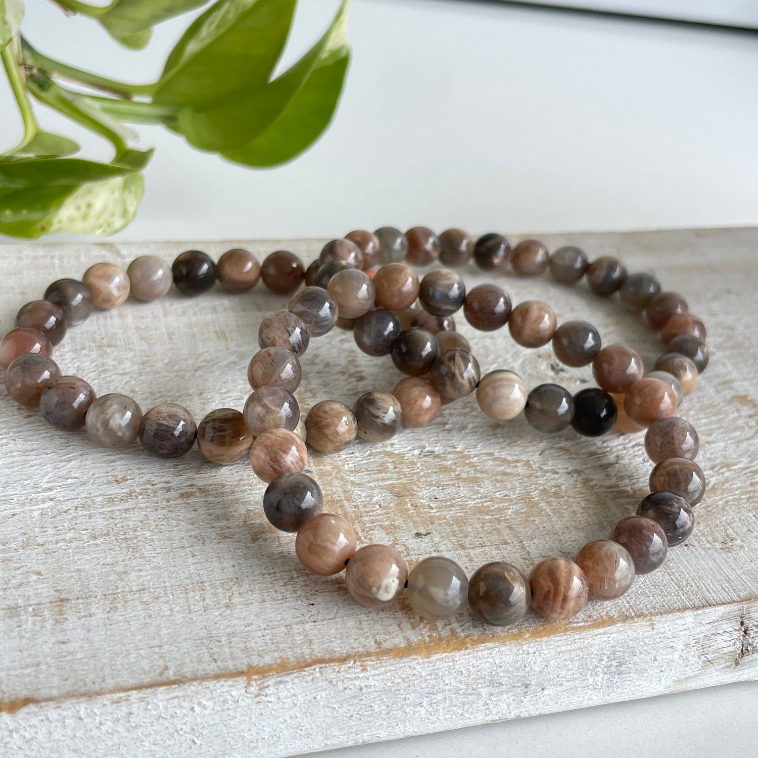 Black Moonstone Beaded Bracelet