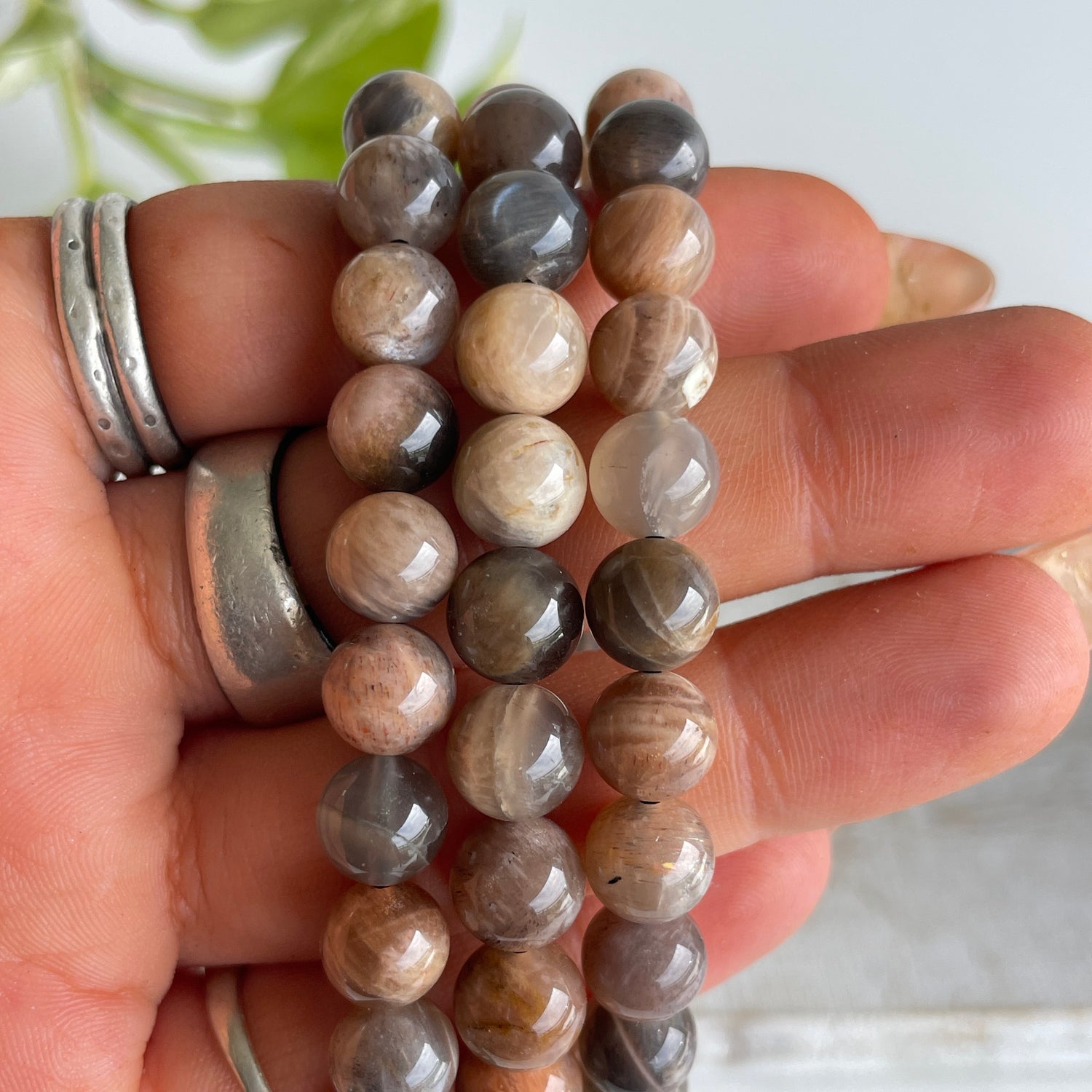 Black Moonstone Beaded Bracelet