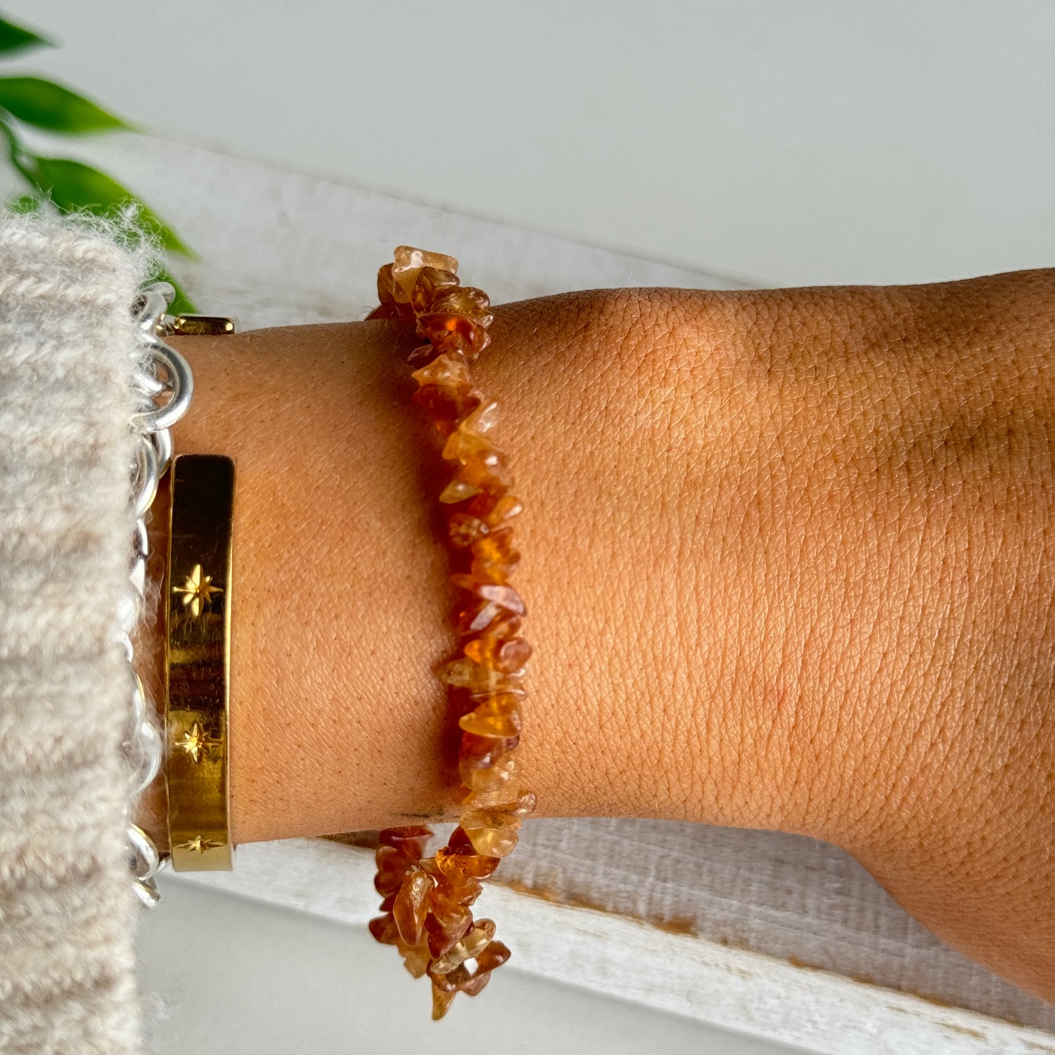 Hessonite Chip Bracelet