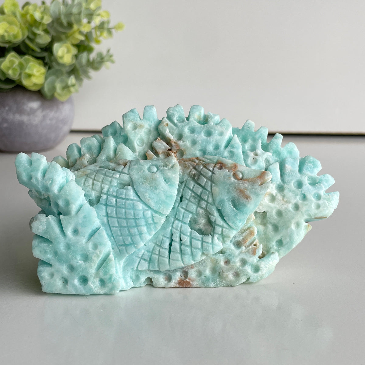 Aragonite Fish Carving