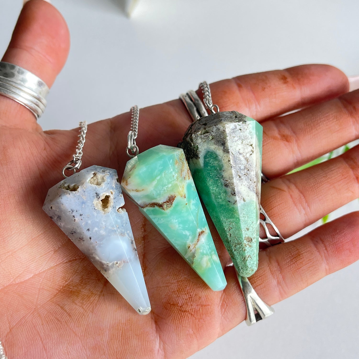 Chrysoprase Faceted Pendulum