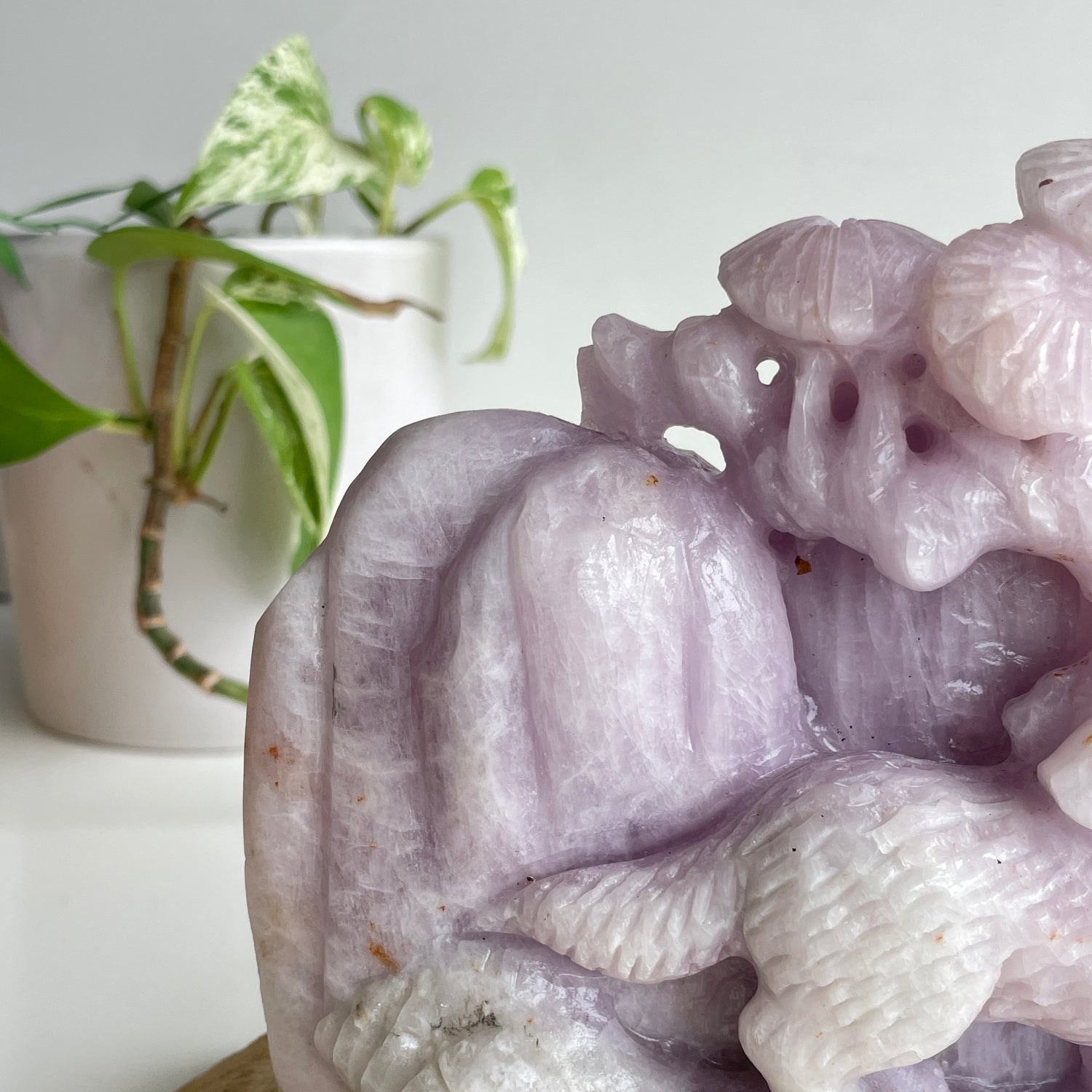 Kunzite Wolf Carving