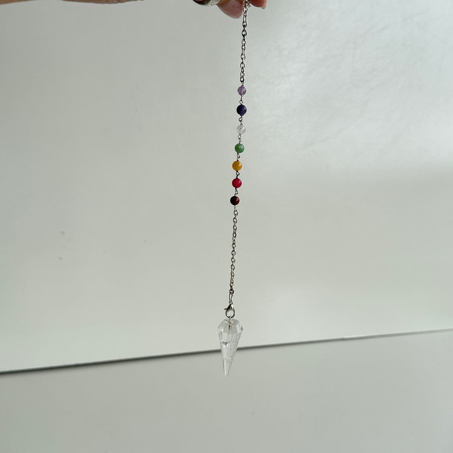 Clear Quartz Faceted Pendulum Chakra Chain