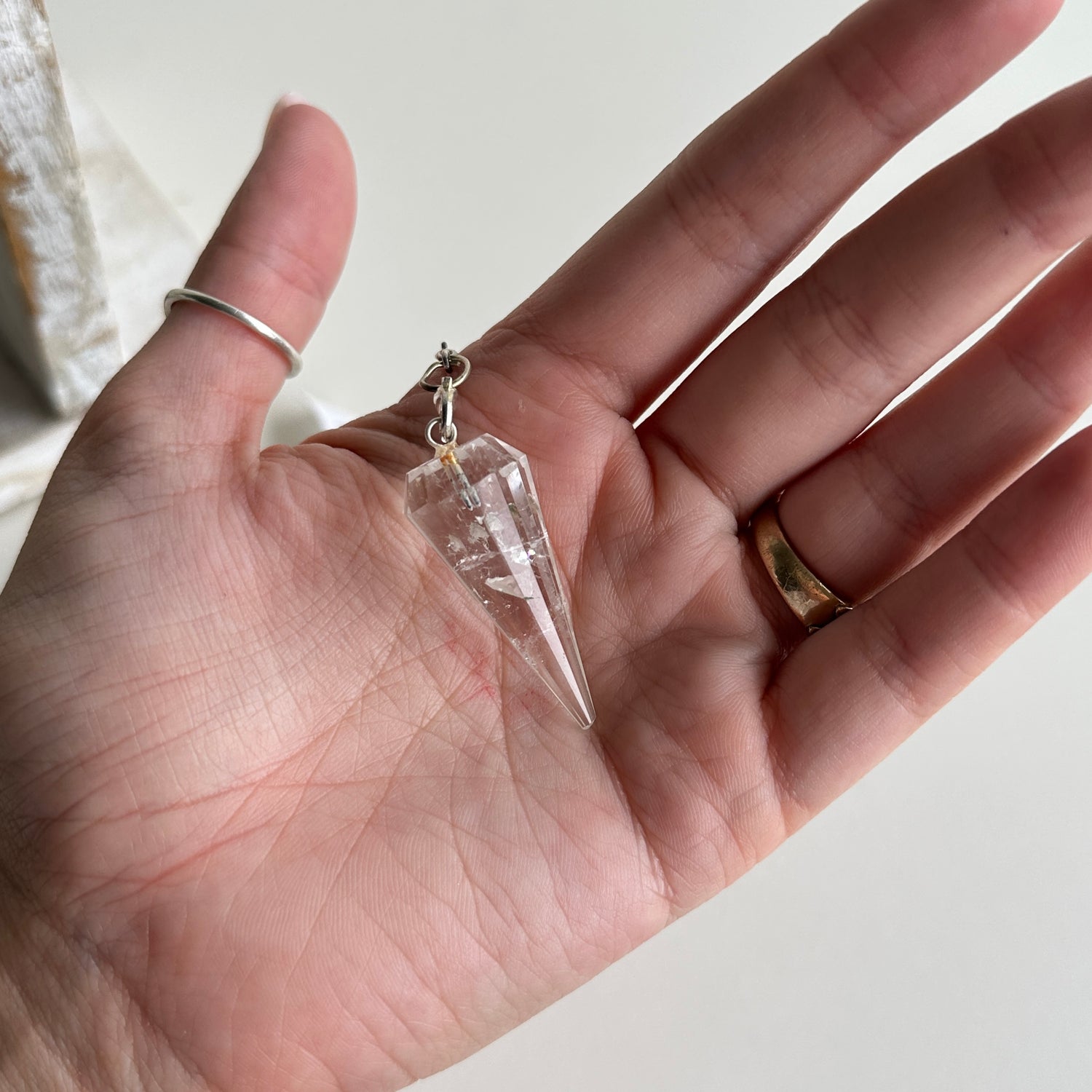 Clear Quartz Faceted Pendulum Chakra Chain