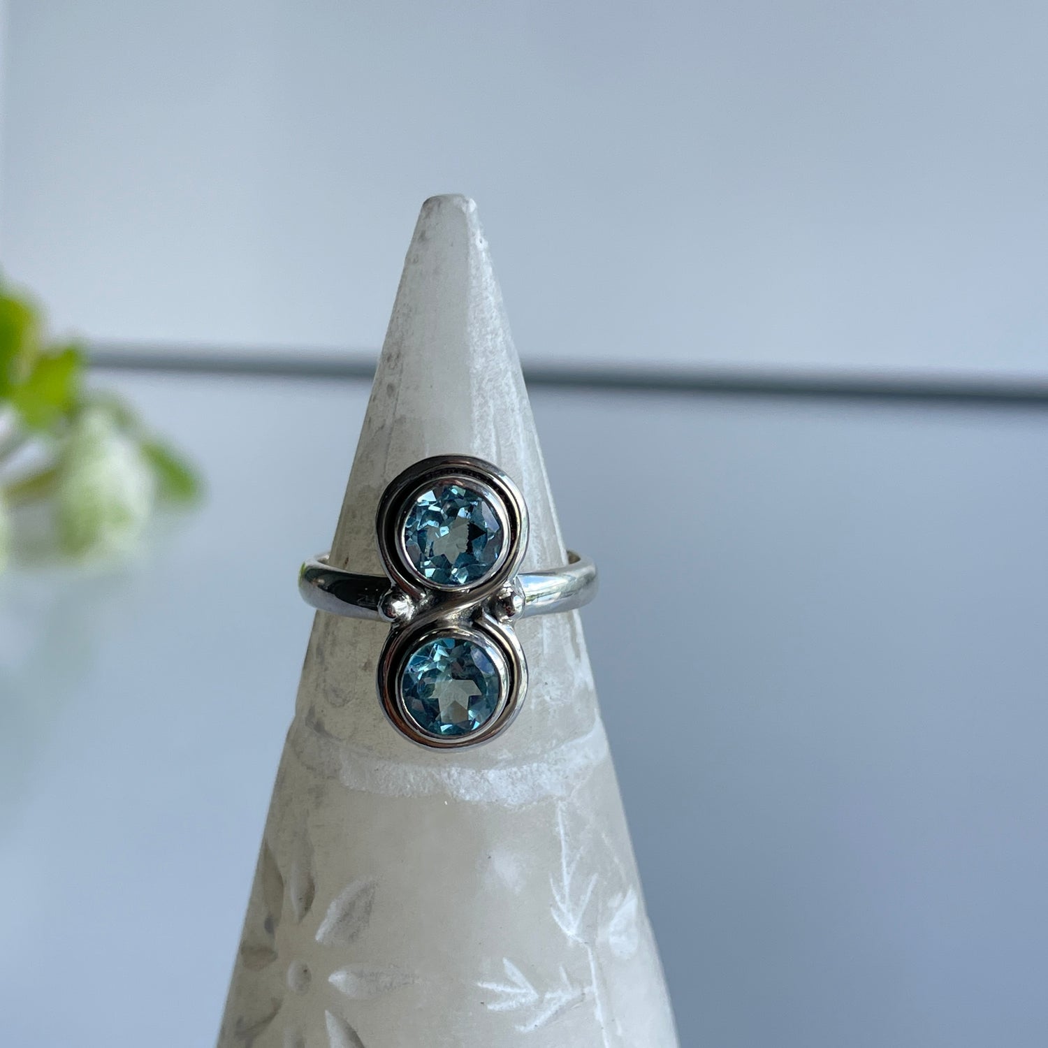 Blue Topaz Double Ring Sz7